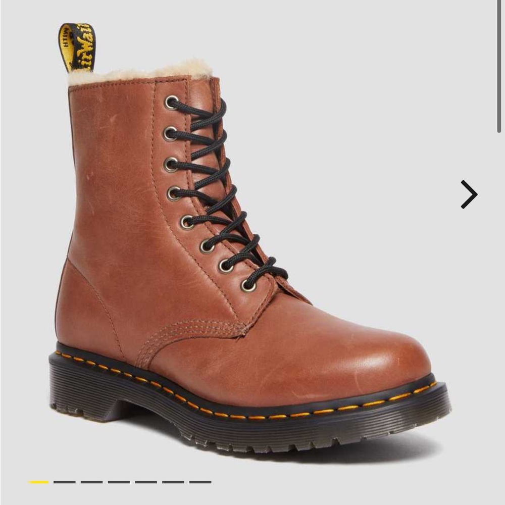 Dr Martens 1460 Serena Brown Leather Faux Fur Lined Boots